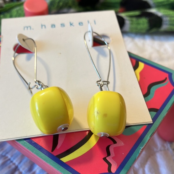 M. Haskell Yellow Drop Earrings - Picture 3 of 5
